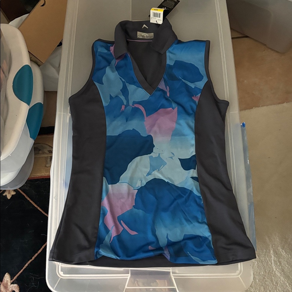 Callaway Blue Fitted Graphic Tank Top